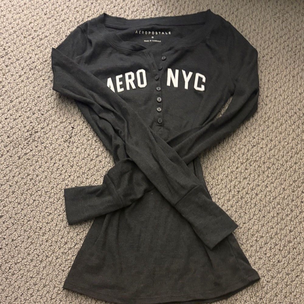 Aeropostale Charcoal Long Sleeve Henley